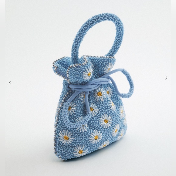 Zara NWT!!!! Daisy Mini Beaded Bucket Bag - Picture 4 of 13